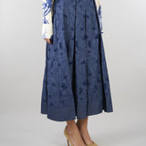 Gonna jacquard Blu con pieghe E1189734 81 CLIPS 