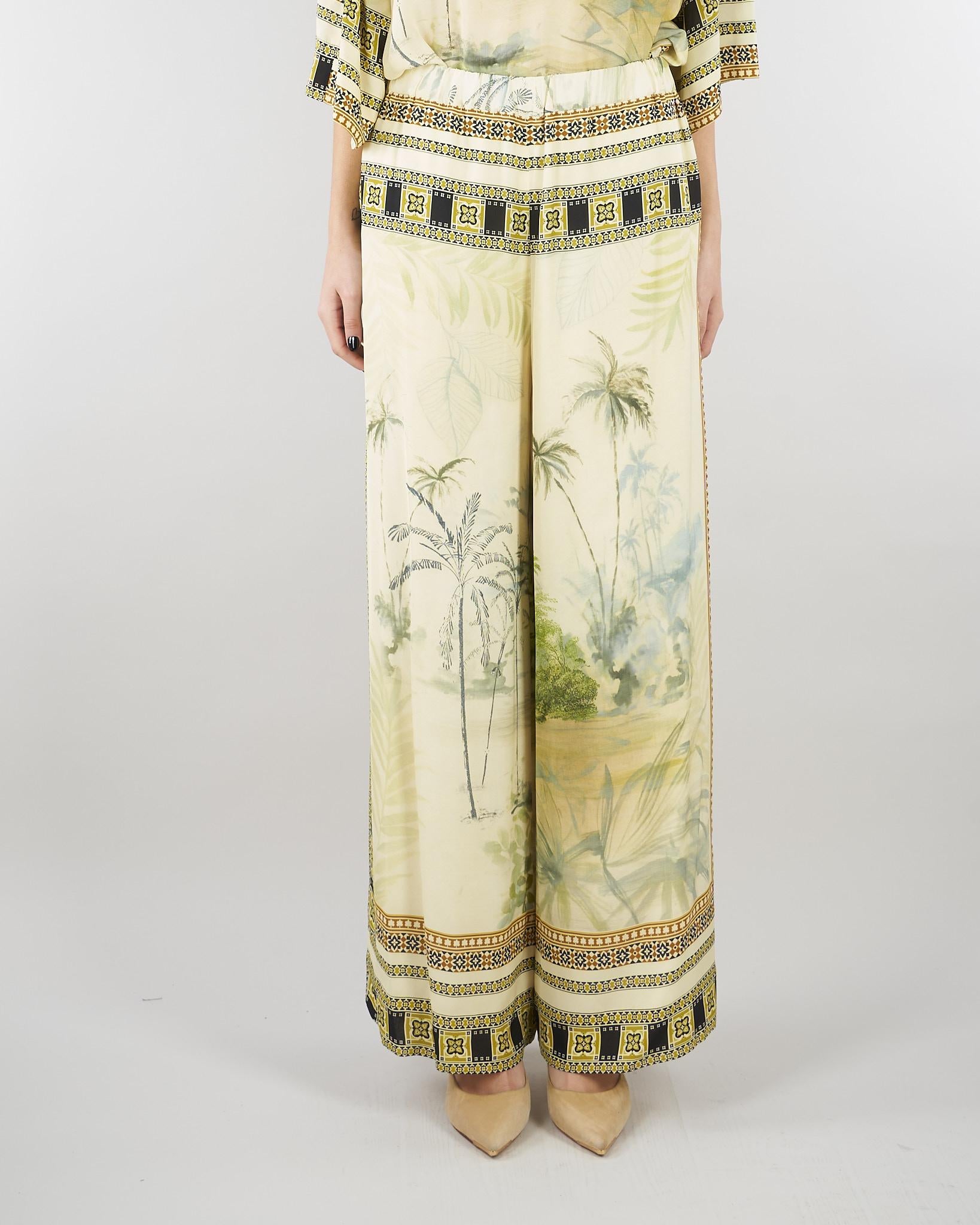Pantalone elasticato in voile di viscosa stampato PT1432470161 071 SEVENTY 
