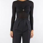 Body Nero in jersey con dettaglio gioiello BO01657E2 110 ELISABETTA FRANCHI 