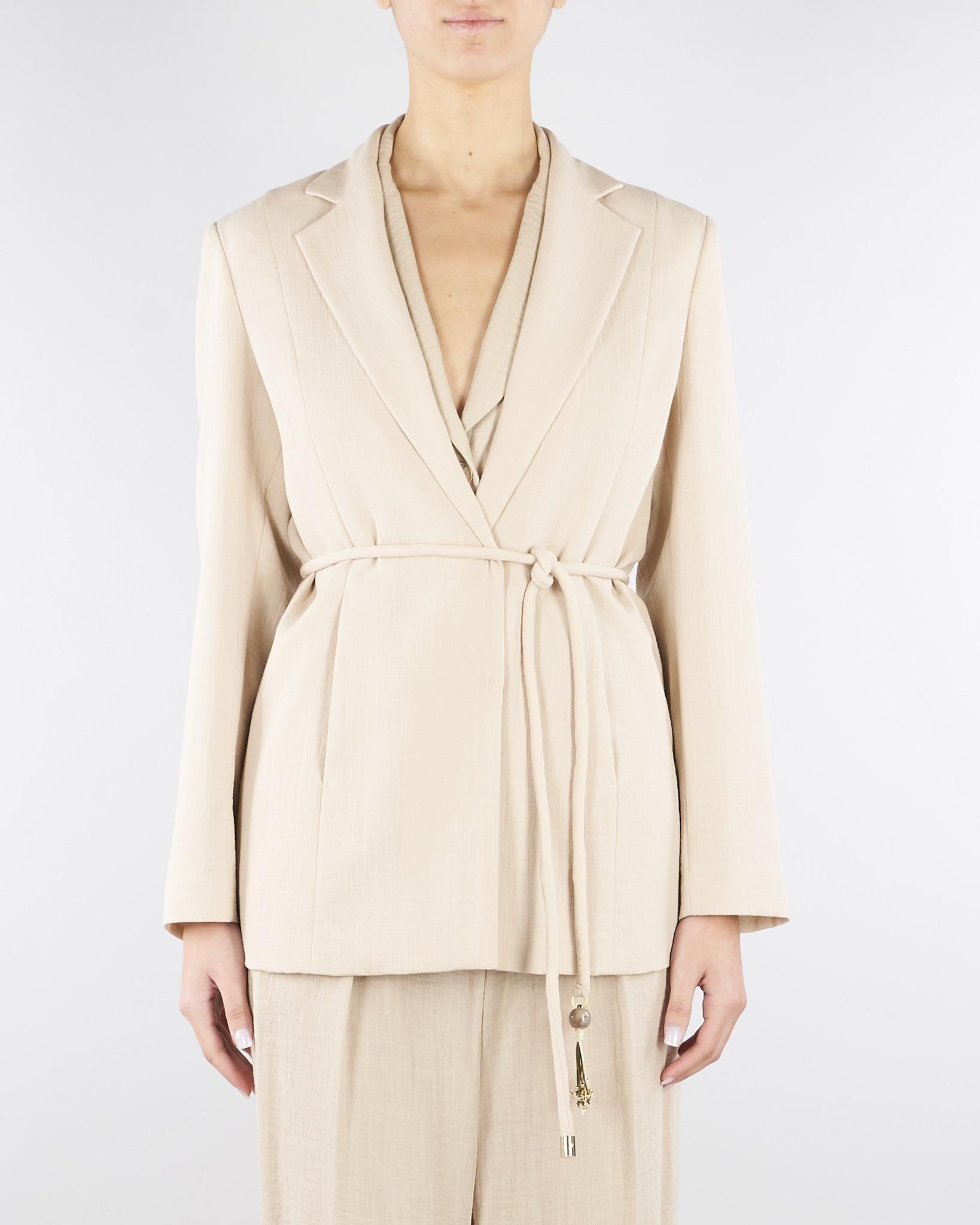 Giacca Beige con cintura GI00901TVIS0025 V0778 SIMONA CORSELLINI 