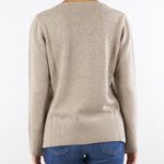 Maglia Tortora in misto lana e cashmere con strass C8185720 35 CLIPS 