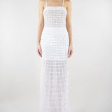 Abito Bianco con ricamo in pietre e paillettes 721516 1 PERLAROSSA 