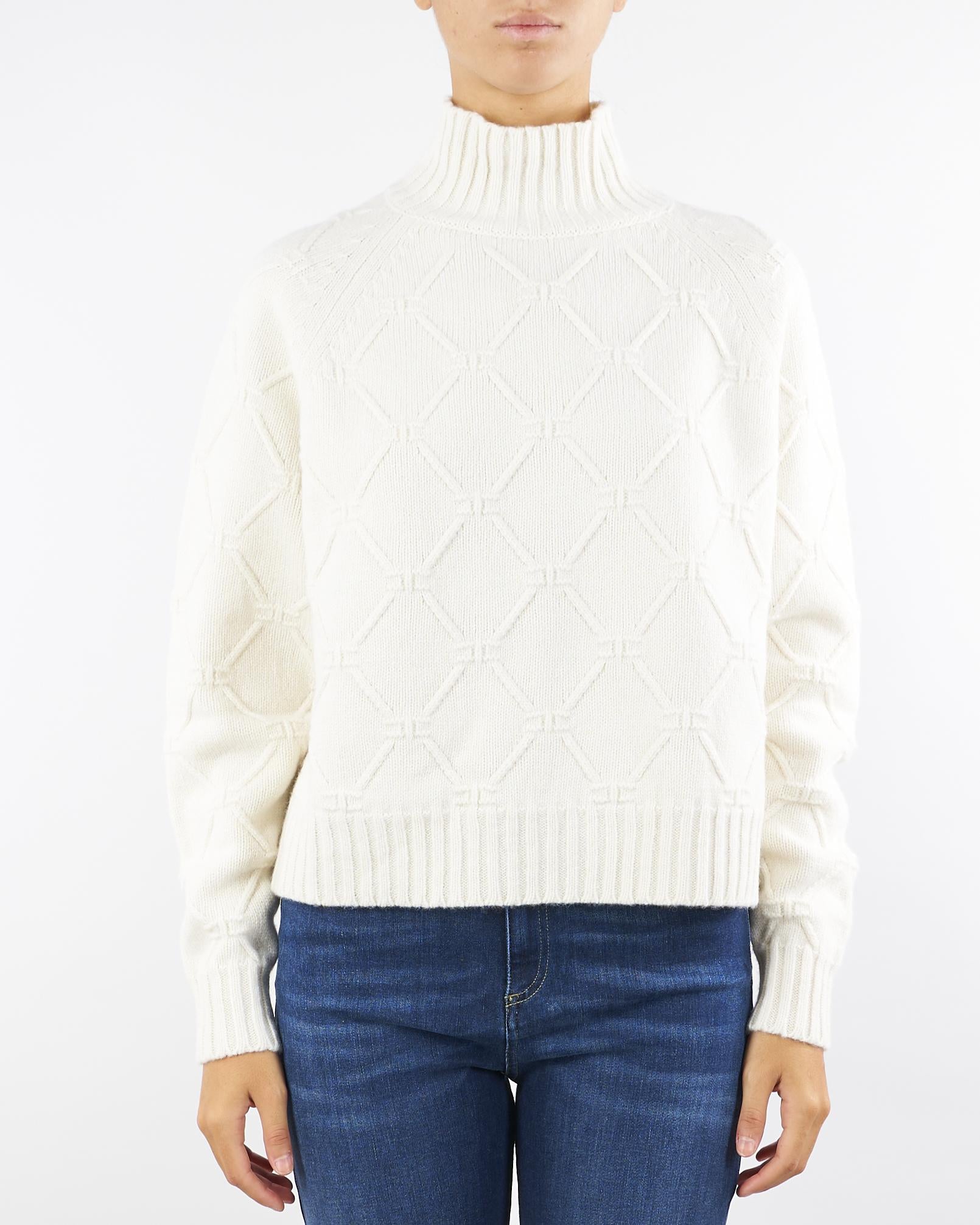 Pullover Milk in maglia con losanghe jacquard MK55T57E2 DZ9 ELISABETTA FRANCHI 