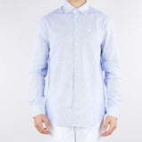 Camicia a righe Blu-Bianco in misto lino e cotone