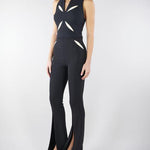 Pantaloni Nero-Burro in crêpe leggero con cut-out e spacchi PA15961E2 685 ELISABETTA FRANCHI 
