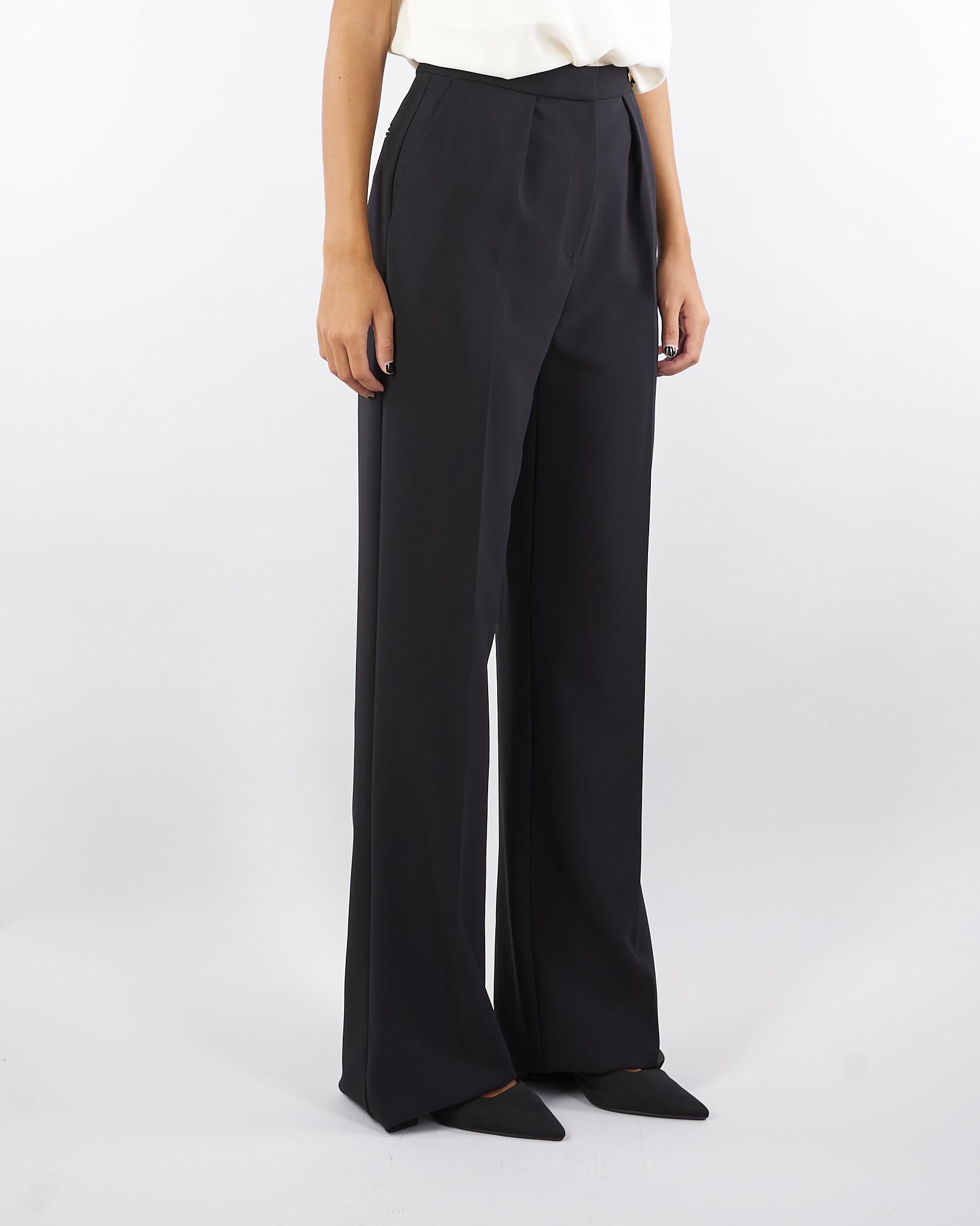 Pantaloni Nero in crêpe con accessorio gioiello PA09956E2 110 ELISABETTA FRANCHI 