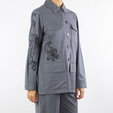 Overshirt Grigio Five in flanella di lana con ricamo FIVE 742 NENETTE 