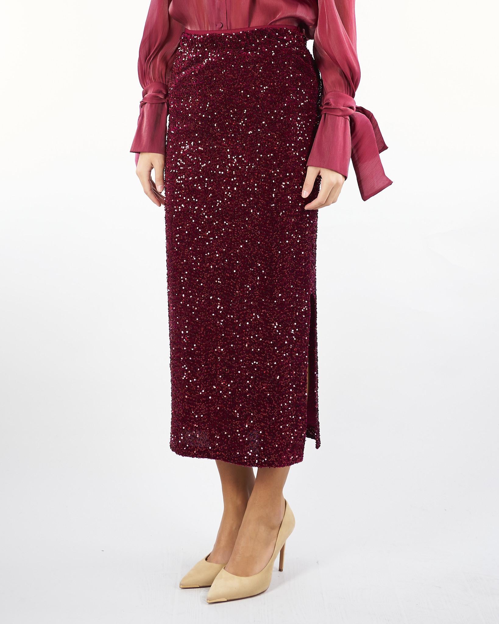 Gonna Bordeaux tubino in paillettes ACTMN1264GO3547 85 ACTUALEE 