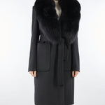 Cappotto Nero con inserti in vera pelliccia CD1227 99 YES LONDON 