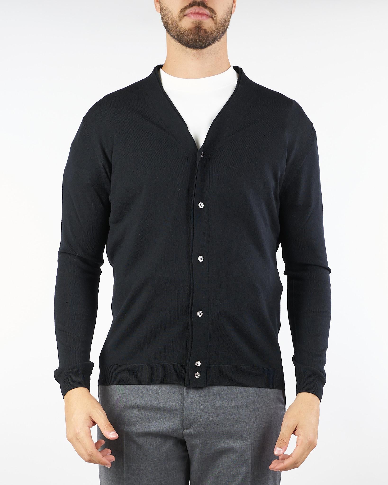 Cardigan Nero in lana extrafine L1MFW25266729 D001 LOW BRAND 