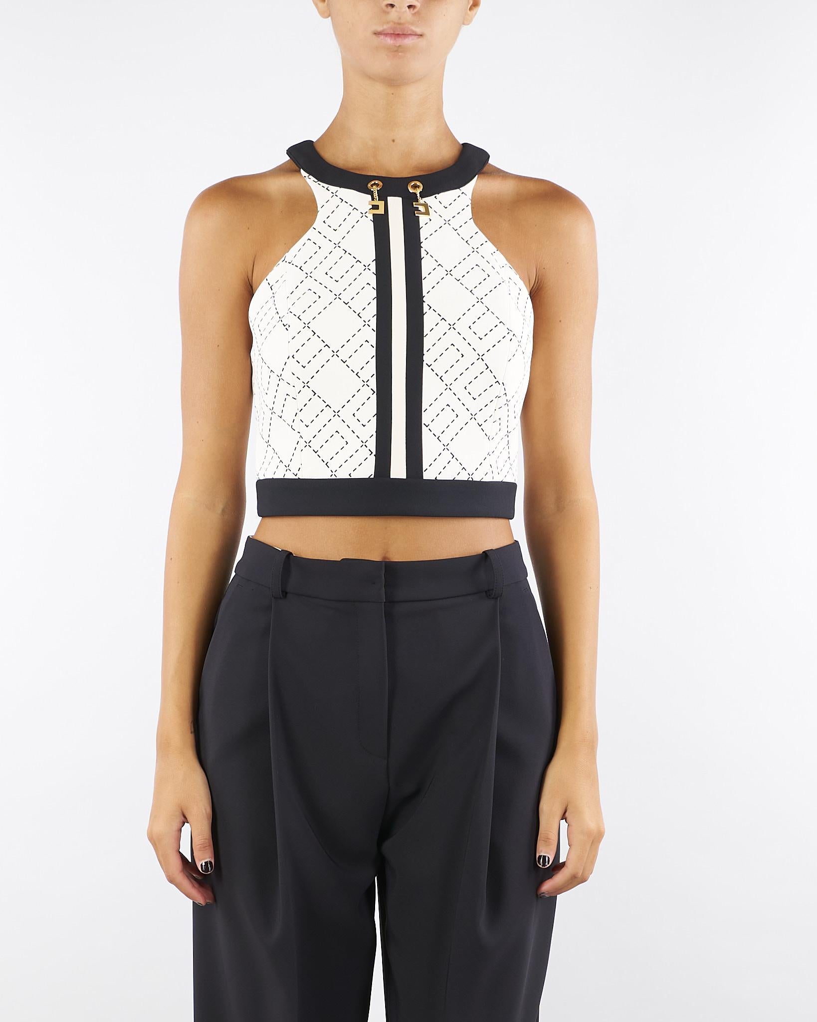 Top Milk-Nero bi-color in doppio crêpe TOS0156E2 EF1 ELISABETTA FRANCHI 