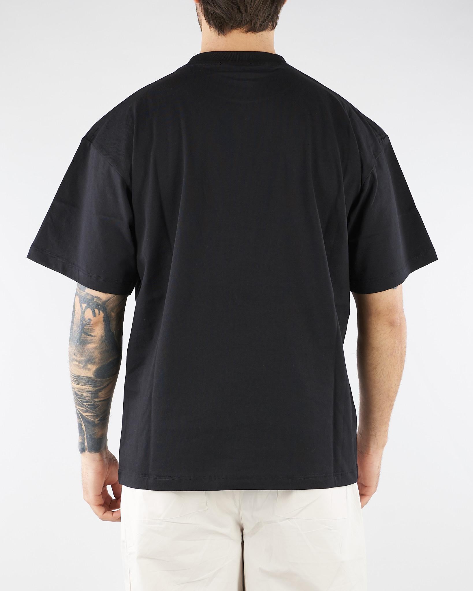 T-shirt Nero con stampa logo Relaxed Fit S6PKUATH154 110 A PAPER KID 