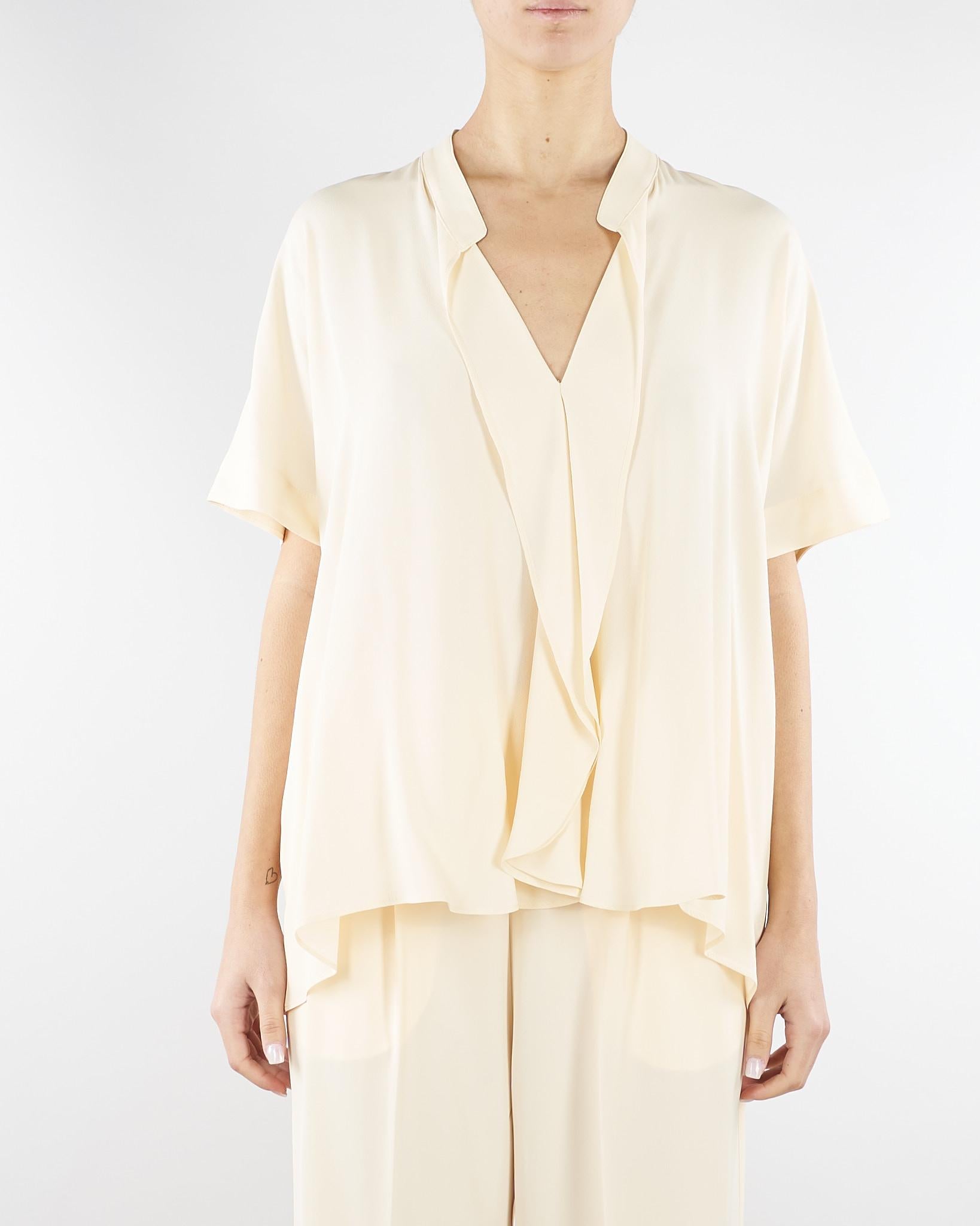 Blusa Crema con rouches sul davanti M6PE00 336 MEIMEIJ 