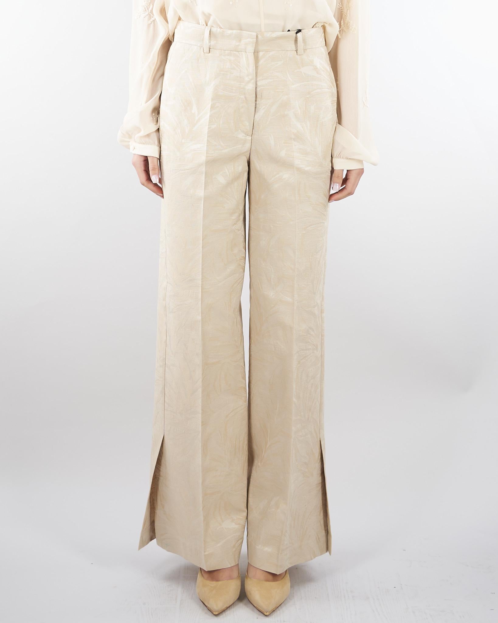 Pantalone jacquard Beige wide leg PT140870220710 014 SEVENTY 