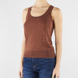 Top Marrone in misto cotone e seta SP5NT001 6022 ICONA 