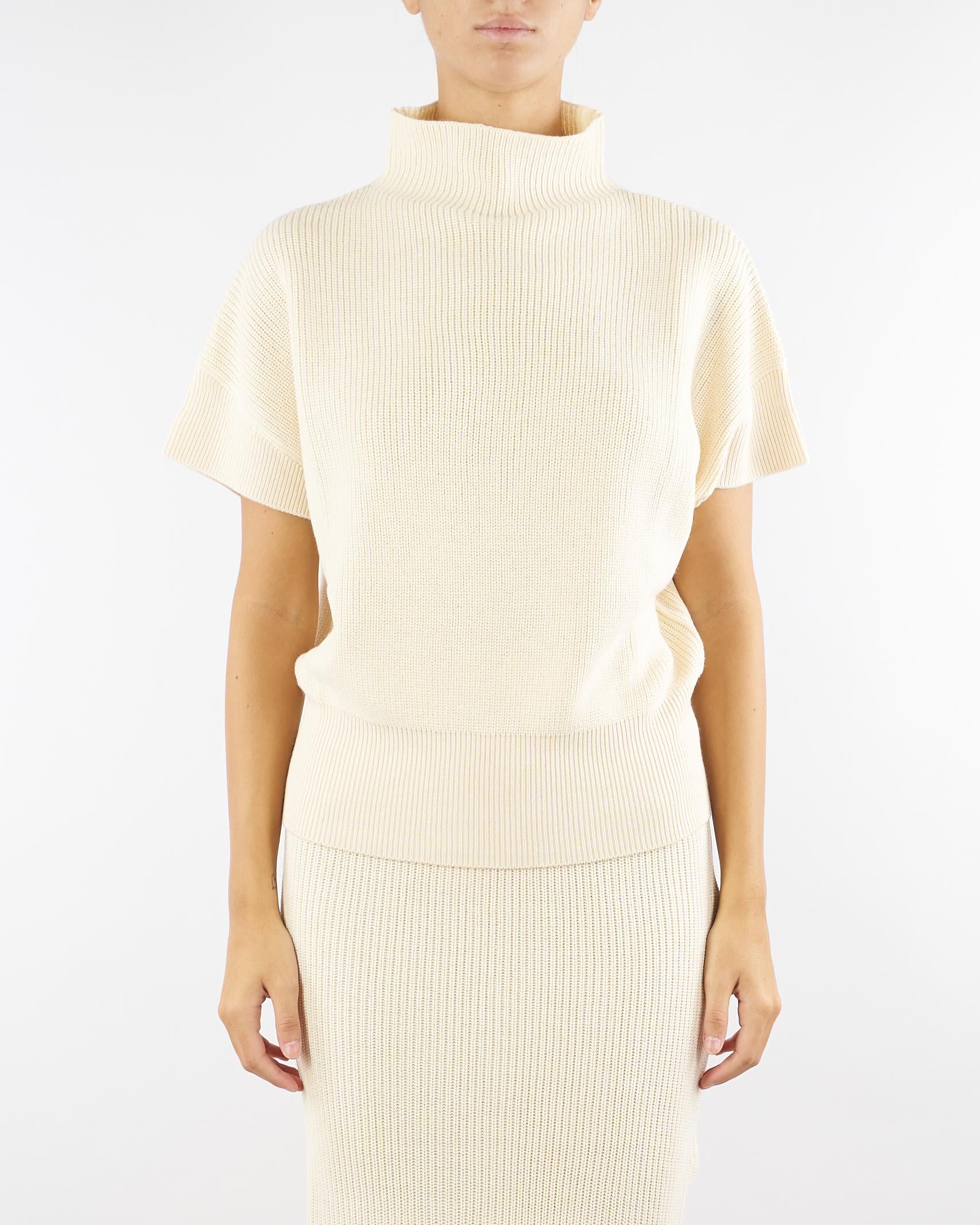 Top Crema smanicato in maglia 2K0351K9O3A W405 PATRIZIA PEPE 