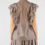 Camicia Fango con strass all over e rouches AT200 27 ATELIER LEGORA 