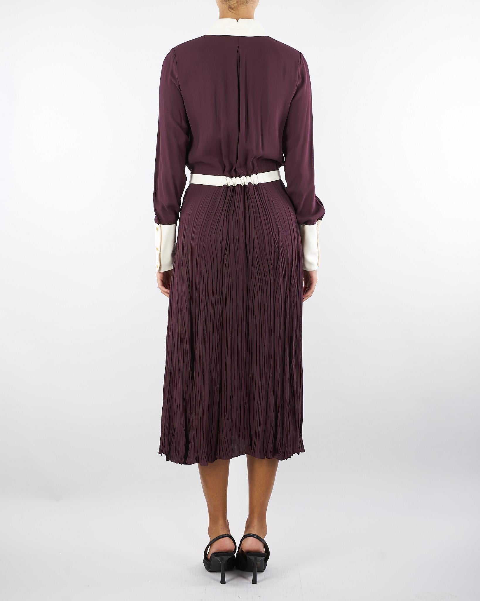 Abito Merlot-Milk color-block in georgette di viscosa ABT0256E2 EH8 ELISABETTA FRANCHI 