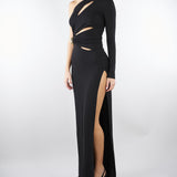 Abito Nero Red Carpet in jersey crêpe con dettaglio gioiello ABR2561E2 110 ELISABETTA FRANCHI 