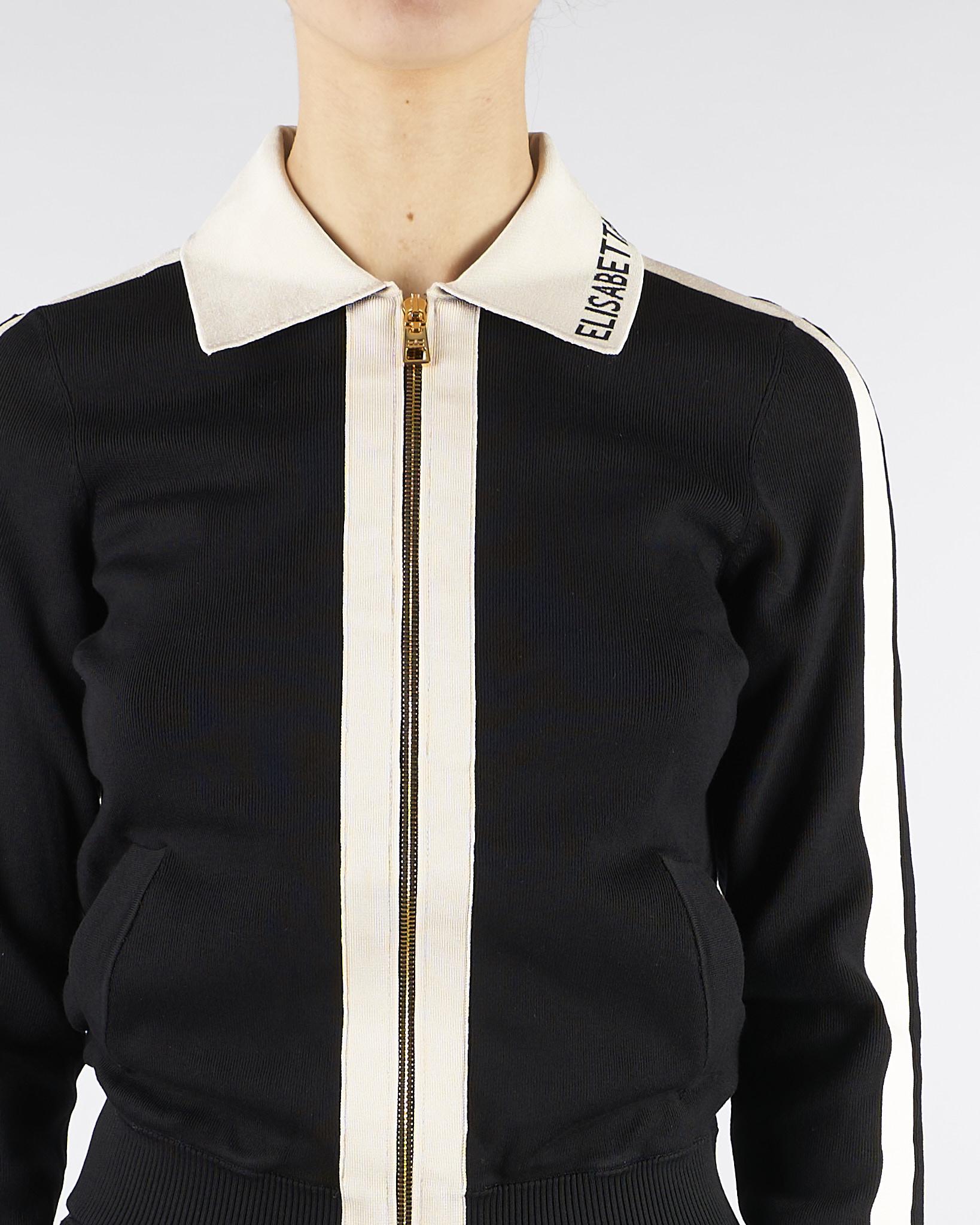 Giacca Nero-Burro in maglia con bande in viscosa lucida MK66S61E2 685 ELISABETTA FRANCHI 