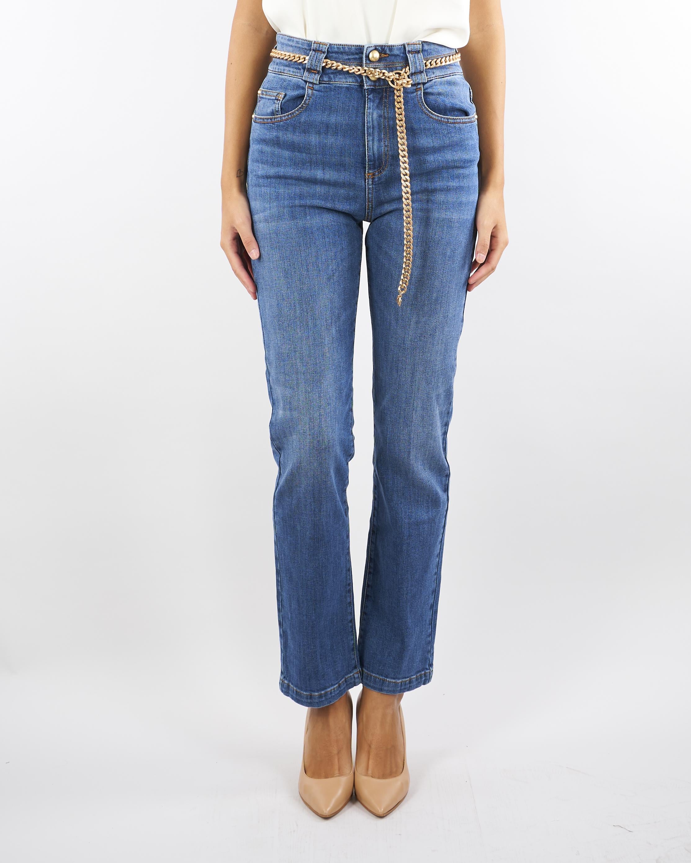 Jeans Denim con cintura e ricamo logo Shikoku SHIKOKU 475 NENETTE 