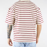 T-shirt Panna-Rosso a righe Relaxed fit B6AB0013 36A AMARANTO 