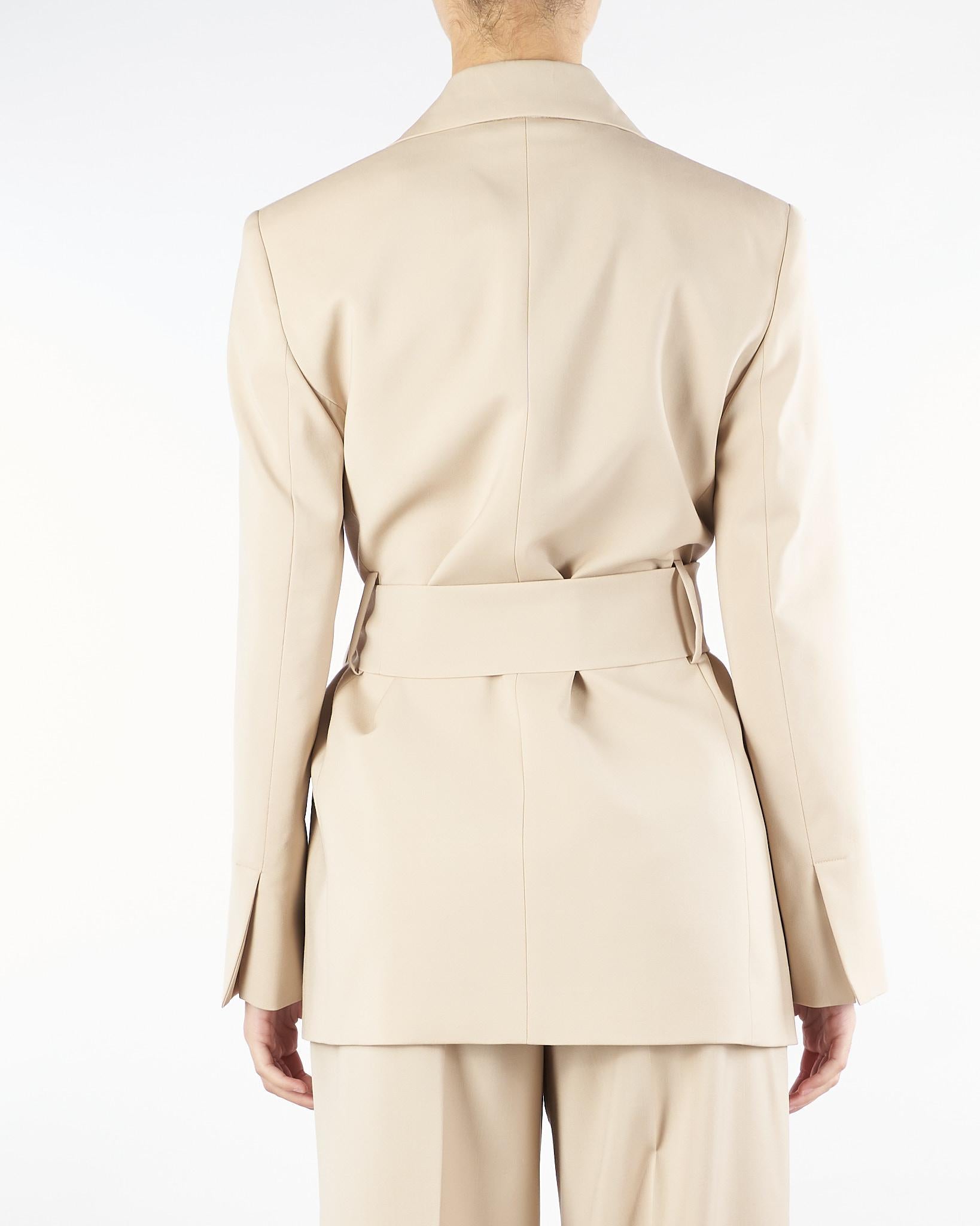Giacca Beige in lana con cintura TESO 9 MAX MARA WEEKEND 