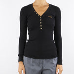 Maglia Nero a costine con taschino MK12B56E2 110 ELISABETTA FRANCHI 