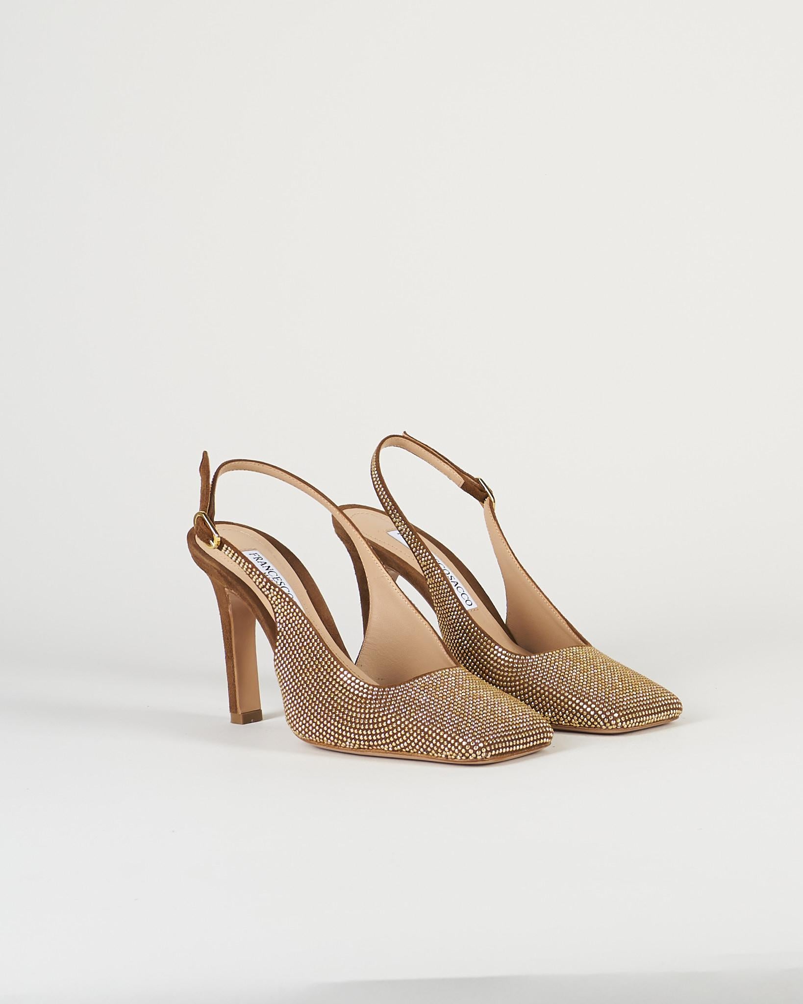 Slingback Tabacco in suede con micro borchie 7530 1 FRANCESCO SACCO 