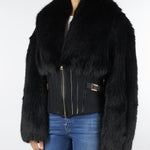 Giubbotto Nero con effetto pelliccia e doppio crêpe GB05A57E2 110 ELISABETTA FRANCHI 