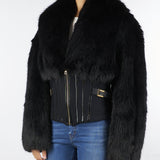 Giubbotto Nero con effetto pelliccia e doppio crêpe GB05A57E2 110 ELISABETTA FRANCHI 