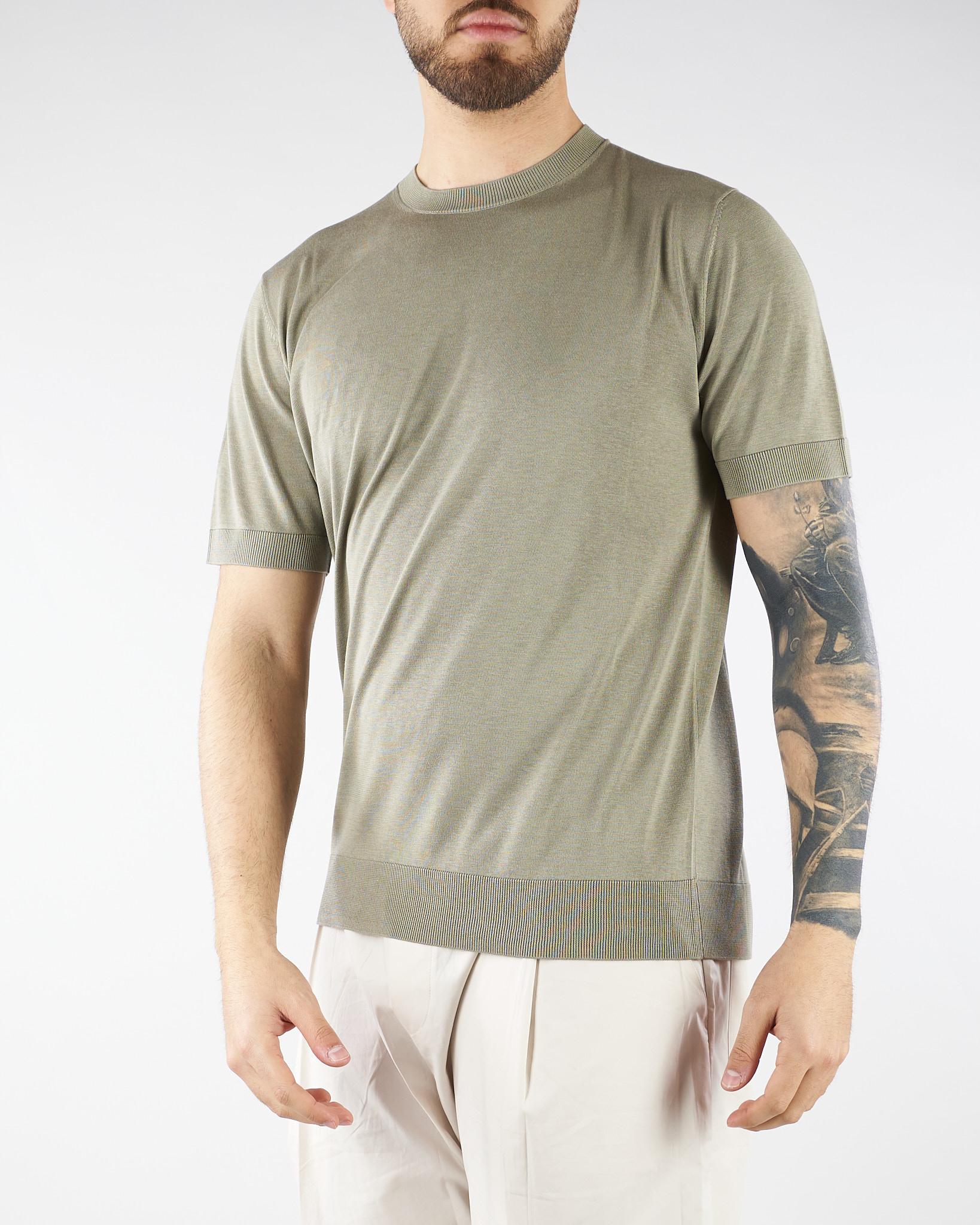 Maglia Verde in pura seta e cotone A010F200 5326 PAOLO PECORA 