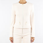Giacca Milk in doppio crêpe con dettagli zip GI17356E2 DZ9 ELISABETTA FRANCHI 