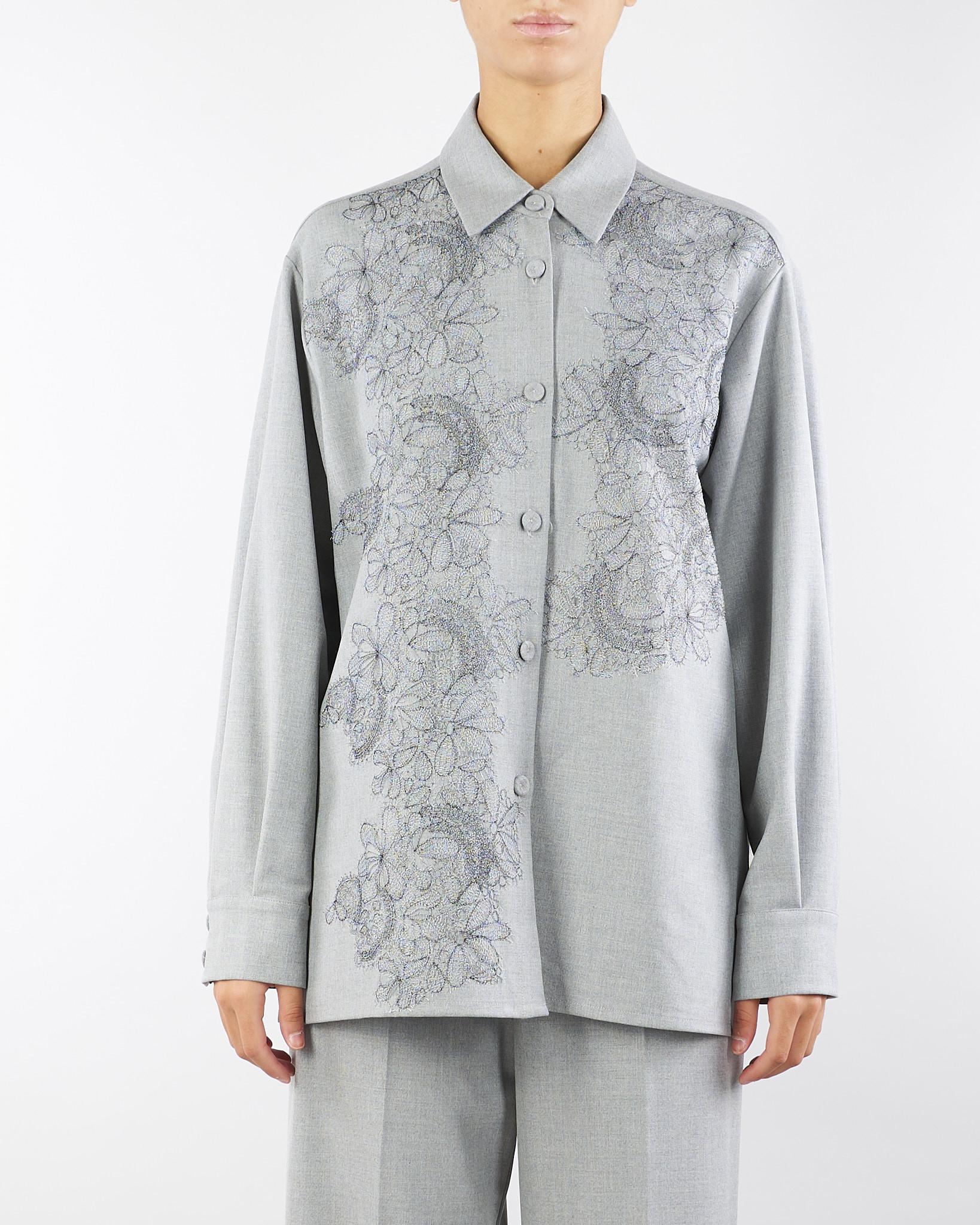 Camicia Grigio con ricamo in pizzo A3169719 7 CLIPS 