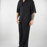 Pantalone Nero in tessuto fluido con gamba e fondo ampio PA3696 9 I'M BRIAN 