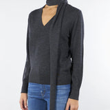 Maglia Antracite in pura lana con sciarpa al collo LAZZARA 4 MARELLA 