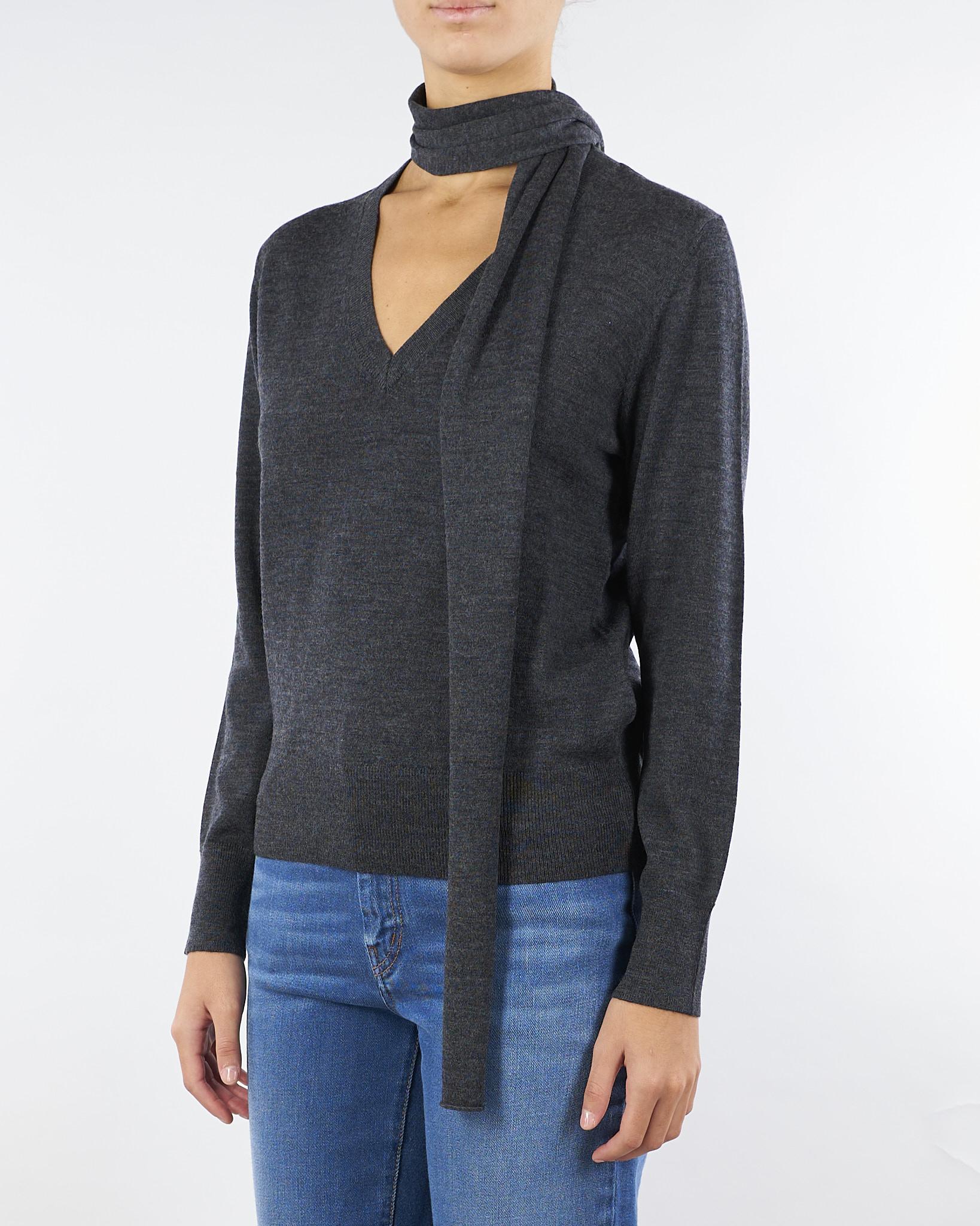 Maglia Antracite in pura lana con sciarpa al collo LAZZARA 4 MARELLA 