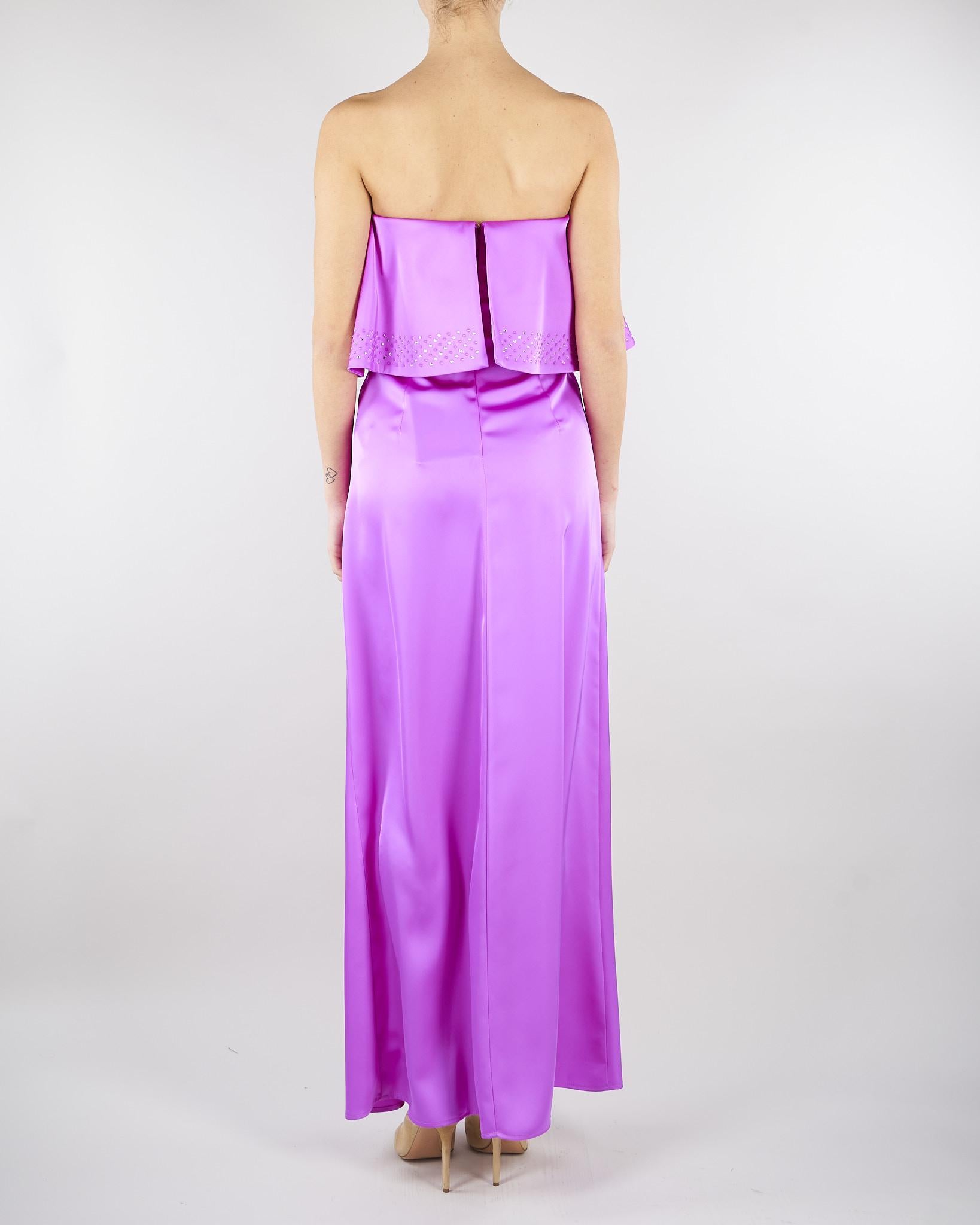 Abito in satin Orchidea con strass AB10301TRAS0040 V0004 SIMONA CORSELLINI 