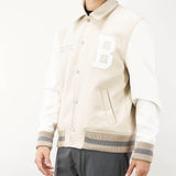 Bomber college in lana e maniche in ecopelle con logo I'm Brian