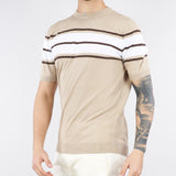 Maglia Sabbia a righe in cotone ice crèpe