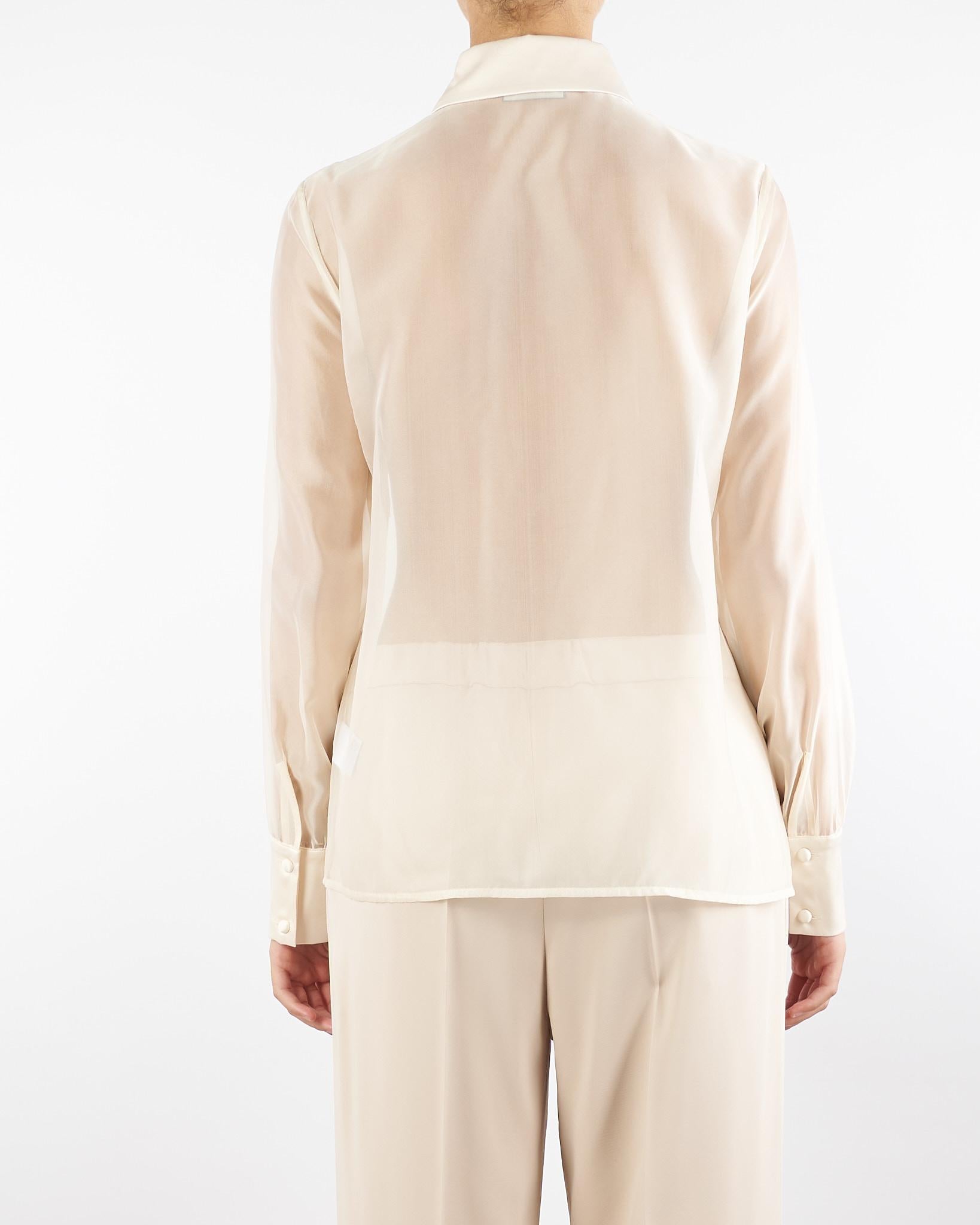 Camicia Crema in organza con ricamo Folk FOLK 642 NENETTE 