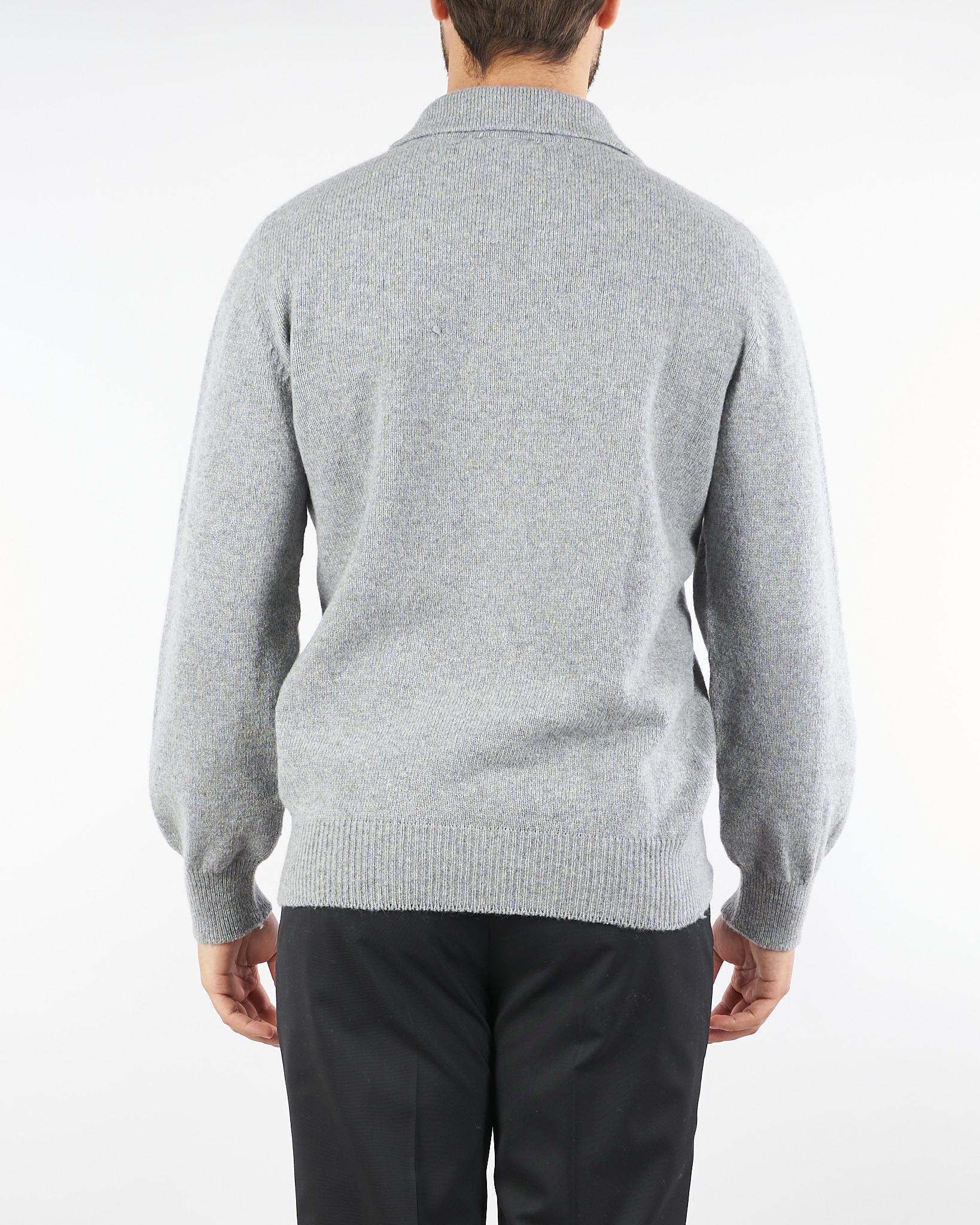 Maglia Polo Grigio in pura lana e cashmere relaxed fit F5PKMAKP256 100 A PAPER KID 