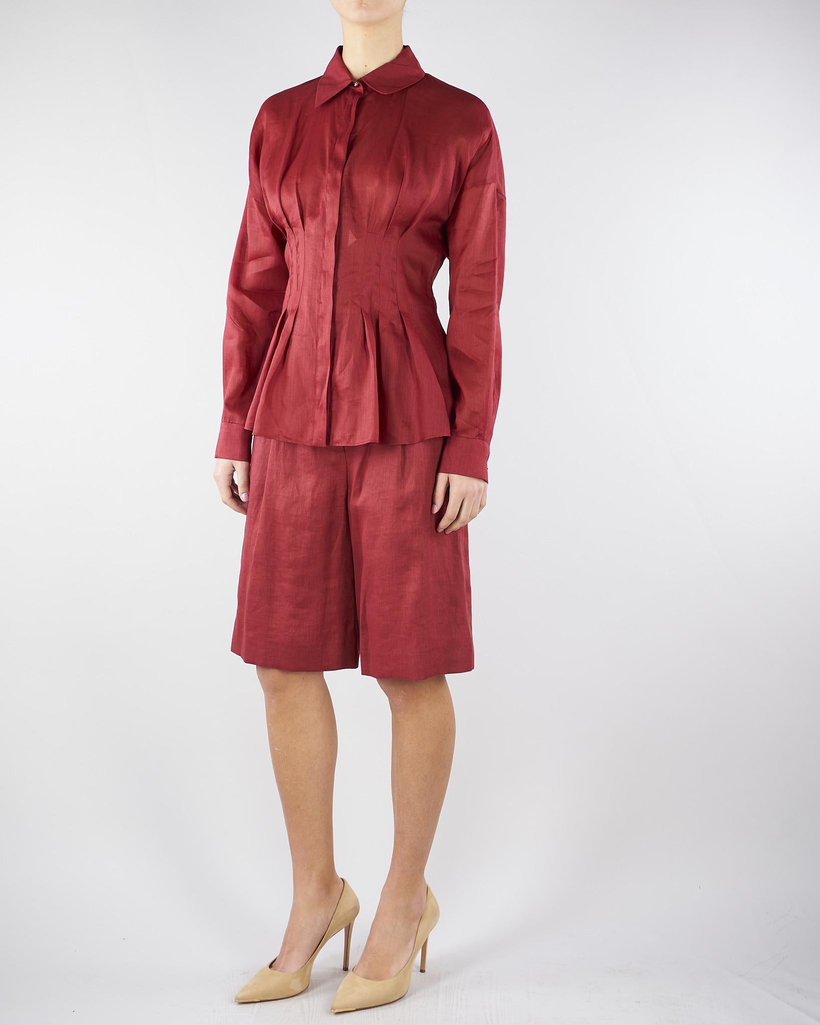 Camicia Rosso a maniche lunghe in tela ramié MSTORA 66 MAX MARA STUDIO 