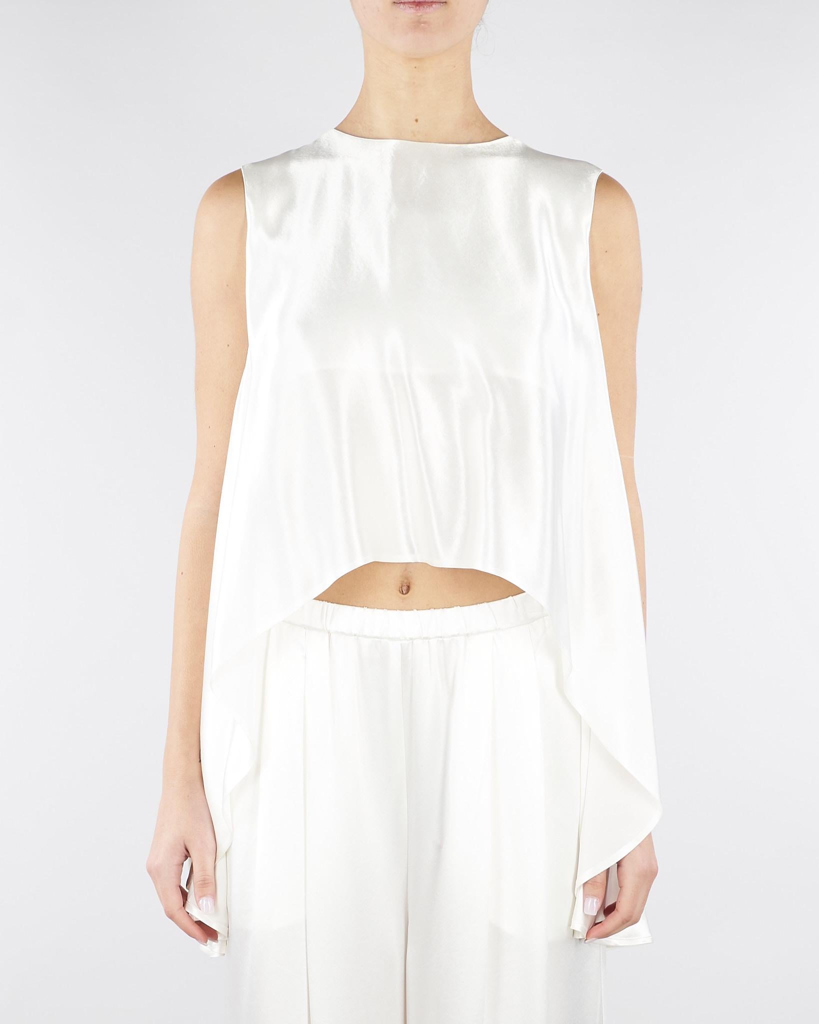 Top Bianco in satin con fondo asimmetrico SS260045 1 ELEH 