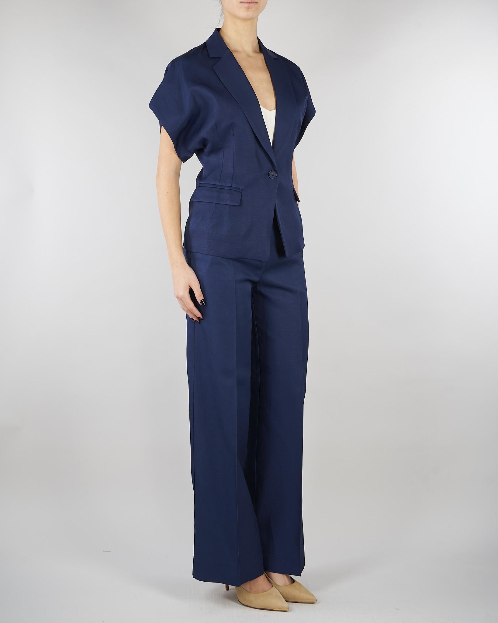Giacca Blu in misto viscosa e lino con maniche corte SP5CO003 3000 ICONA 