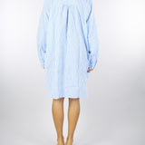 Maxi camicia a righe Azzurro-Bianco in cotone