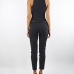 Tuta Nero in doppio crêpe con dettagli zip TU05556E2 110 ELISABETTA FRANCHI 