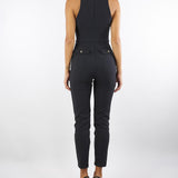 Tuta Nero in doppio crêpe con dettagli zip TU05556E2 110 ELISABETTA FRANCHI 