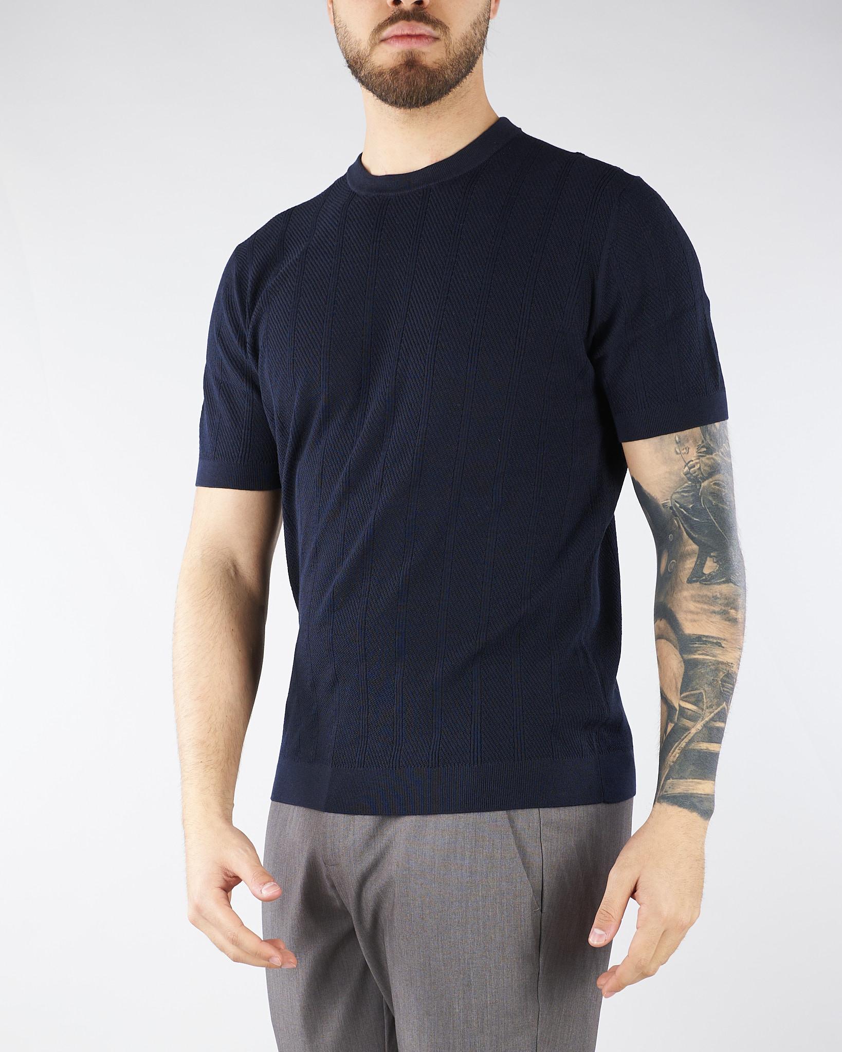 Maglia Blu jacquard in pura seta e cotone DK17058 89 DIKTAT 