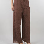 Pantalone Marrone in mussola con ricamo sangallo D48EP050EN0 MFB24 ERMANNO BY ERMANNO SCERVINO 